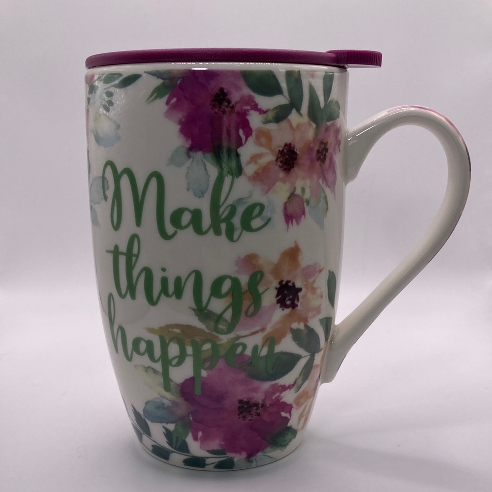 Orly Maison "Make Things Happen" Floral Latte Mug EUC